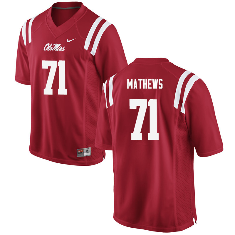 Bryce Mathews Ole Miss Rebels NCAA Men's Red #71 Stitched Limited College Football Jersey PLZ0758VS